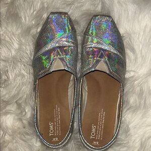 TOMS Women's Silver Slip-On Shoes